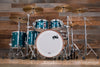 DS REBEL CUSTOM SHOP 5 PIECE DRUM KIT, MAPLE / WALNUT HYBRID SHELL, AQUA OVER EXOTIC BUBBLE MAPLE