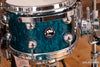 DS REBEL CUSTOM SHOP 5 PIECE DRUM KIT, MAPLE / WALNUT HYBRID SHELL, AQUA OVER EXOTIC BUBBLE MAPLE