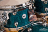 DS REBEL CUSTOM SHOP 5 PIECE DRUM KIT, MAPLE / WALNUT HYBRID SHELL, AQUA OVER EXOTIC BUBBLE MAPLE