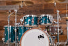 DS REBEL CUSTOM SHOP 5 PIECE DRUM KIT, MAPLE / WALNUT HYBRID SHELL, AQUA OVER EXOTIC BUBBLE MAPLE