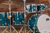 DS REBEL CUSTOM SHOP 5 PIECE DRUM KIT, MAPLE / WALNUT HYBRID SHELL, AQUA OVER EXOTIC BUBBLE MAPLE