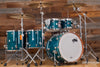 DS REBEL CUSTOM SHOP 5 PIECE DRUM KIT, MAPLE / WALNUT HYBRID SHELL, AQUA OVER EXOTIC BUBBLE MAPLE