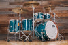 DS REBEL CUSTOM SHOP 5 PIECE DRUM KIT, MAPLE / WALNUT HYBRID SHELL, AQUA OVER EXOTIC BUBBLE MAPLE