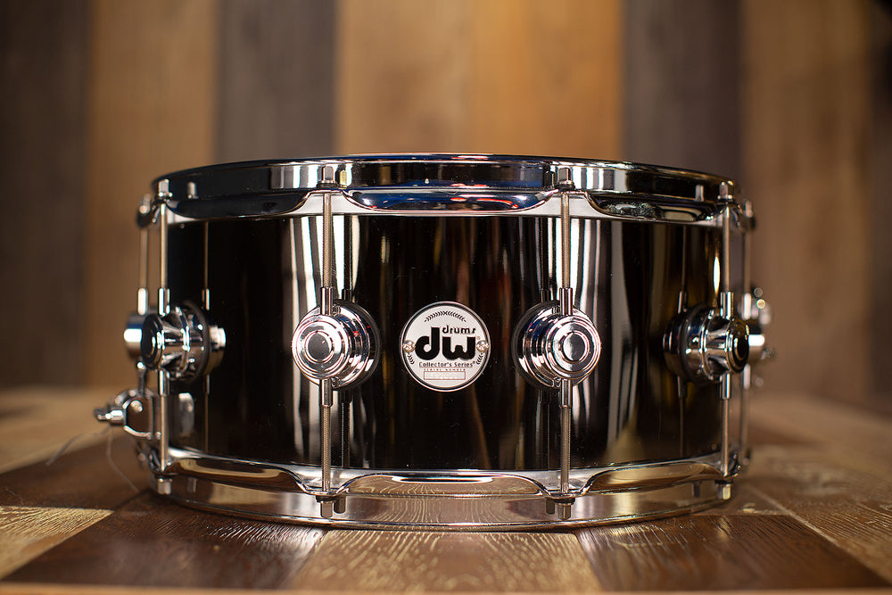 DW USA Collectors Series Black Satin Over Brass 6.5 x 14 Snare