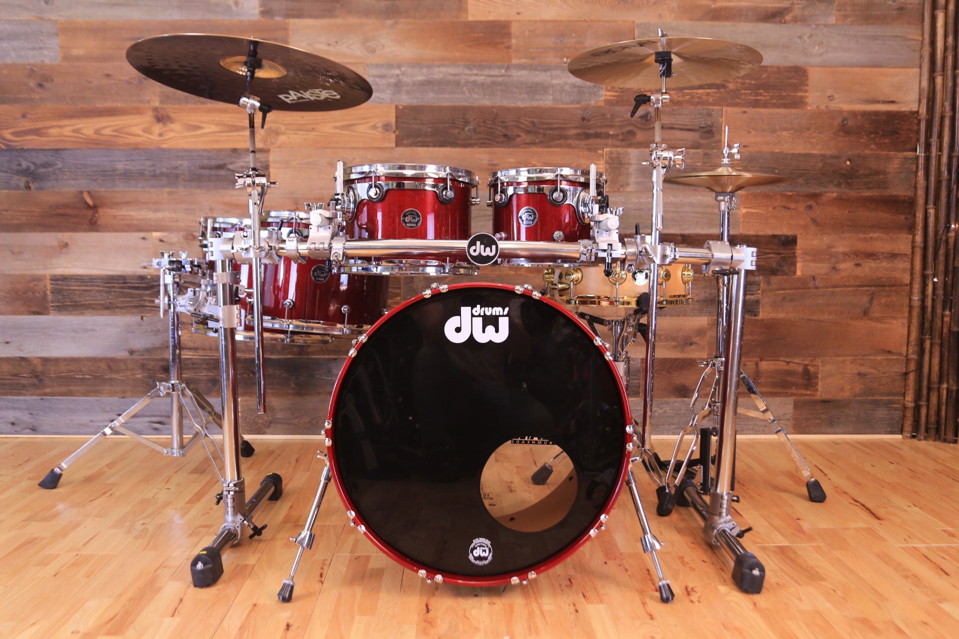 DW DRUM WORKSHOP COLLECTORS II BIRCH 5 PIECE DRUM KIT CHERRY RED LA Drumazon