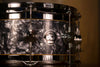 DW 12 X 7 COLLECTORS SPECIALITY EDGE BRASS / MAPLE SNARE DRUM, GREY MARINE FINISH PLY (PRE-LOVED)