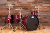 DW (DRUM WORKSHOP) COLLECTORS SERIES II, 4 PIECE DRUM KIT, RED SILK ONYX, BLACK FITTINGS, (PRE-LOVED)