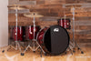 DW (DRUM WORKSHOP) COLLECTORS SERIES II, 4 PIECE DRUM KIT, RED SILK ONYX, BLACK FITTINGS, (PRE-LOVED)