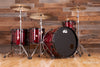 DW (DRUM WORKSHOP) COLLECTORS SERIES II, 4 PIECE DRUM KIT, RED SILK ONYX, BLACK FITTINGS, (PRE-LOVED)