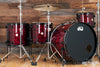 DW (DRUM WORKSHOP) COLLECTORS SERIES II, 4 PIECE DRUM KIT, RED SILK ONYX, BLACK FITTINGS, (PRE-LOVED)