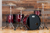 DW (DRUM WORKSHOP) COLLECTORS SERIES II, 4 PIECE DRUM KIT, RED SILK ONYX, BLACK FITTINGS, (PRE-LOVED)