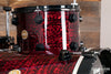 DW (DRUM WORKSHOP) COLLECTORS SERIES II, 4 PIECE DRUM KIT, RED SILK ONYX, BLACK FITTINGS, (PRE-LOVED)