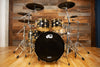 DW (DRUM WORKSHOP) COLLECTORS SERIES, 5 PIECE DRUM KIT, BLACK MIRRA SPECIALITY LACQUER, 24K GOLD FITTINGS (PRE-LOVED)