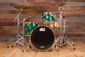 DW (DRUM WORKSHOP) COLLECTORS SERIES II, 3 PIECE DRUM KIT, EMERALD ONYX, GOLD FITTINGS, (PRE-LOVED)