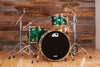 DW (DRUM WORKSHOP) COLLECTORS SERIES II, 3 PIECE DRUM KIT, EMERALD ONYX, GOLD FITTINGS, (PRE-LOVED)