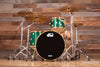 DW (DRUM WORKSHOP) COLLECTORS SERIES II, 3 PIECE DRUM KIT, EMERALD ONYX, GOLD FITTINGS, (PRE-LOVED)