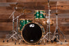 DW (DRUM WORKSHOP) COLLECTORS SERIES II, 3 PIECE DRUM KIT, EMERALD ONYX, GOLD FITTINGS, (PRE-LOVED)