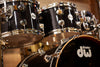 DW COLLECTORS SERIES MAPLE / MAHOGANY HYBRID 6 PIECE DRUM KIT, BLACK ICE FINISH PLY (PRE-LOVED)