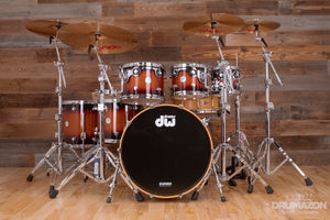 DW (DRUM WORKSHOP) DESIGN SERIES 6 PIECE DRUM KIT, TOBACCO FADE, (PRE-LOVED)