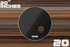 EVANS EQ3 BLACK RESONANT BASS DRUM HEAD WITH OFFSET PORT (SIZES 18" TO 26")