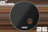 EVANS EQ3 BLACK RESONANT BASS DRUM HEAD WITH OFFSET PORT (SIZES 18" TO 26")