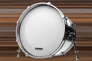 EVANS EQ3-NP COATED WHITE BASS DRUM RESO HEAD NO PORT (SIZES 18" TO 26")