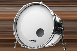 EVANS EQ3 COATED WHITE BASS RESO DRUM HEAD WITH PORT (SIZES 18" TO 26")