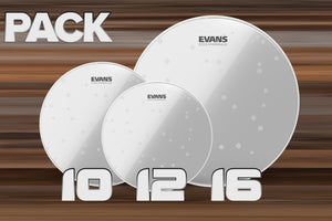 EVANS HYDRAULIC GLASS ROCK 10, 12, 16 DRUM HEAD TOM PACK