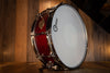 EVETTS 14 X 5 SPOTTED GUM SNARE DRUM, CHERRY BURST SMOOTH SATIN