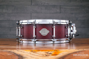 EVETTS 14 X 5 SPOTTED GUM SNARE DRUM, CHERRY BURST SMOOTH SATIN (PRE-LOVED)
