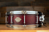 EVETTS 14 X 5 SPOTTED GUM SNARE DRUM, CHERRY BURST SMOOTH SATIN