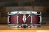EVETTS 14 X 5 SPOTTED GUM SNARE DRUM, CHERRY BURST SMOOTH SATIN