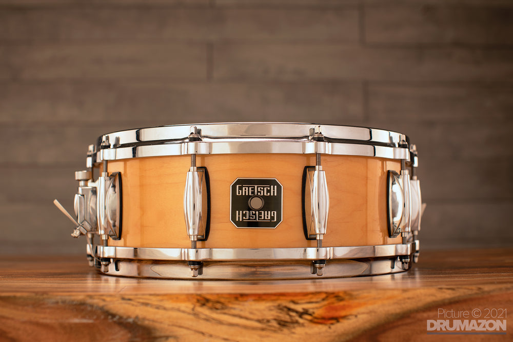 GRETSCH 14 X 5 10 PLY MAPLE SNARE DRUM CAST HOOPS NATURAL GLOSS