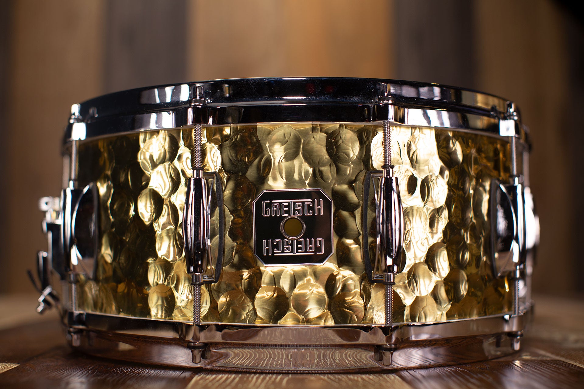 GRETSCH 14 X 6.5 SILVER SERIES HAMMERED BRASS SNARE DRUM PRE LOVED Drumazon