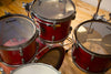 GRETSCH BROADKASTER 4 PIECE DRUM KIT, SATIN WINE RED, GUN METAL FITTINGS, CIRCA 2000-02 (PRE-LOVED)