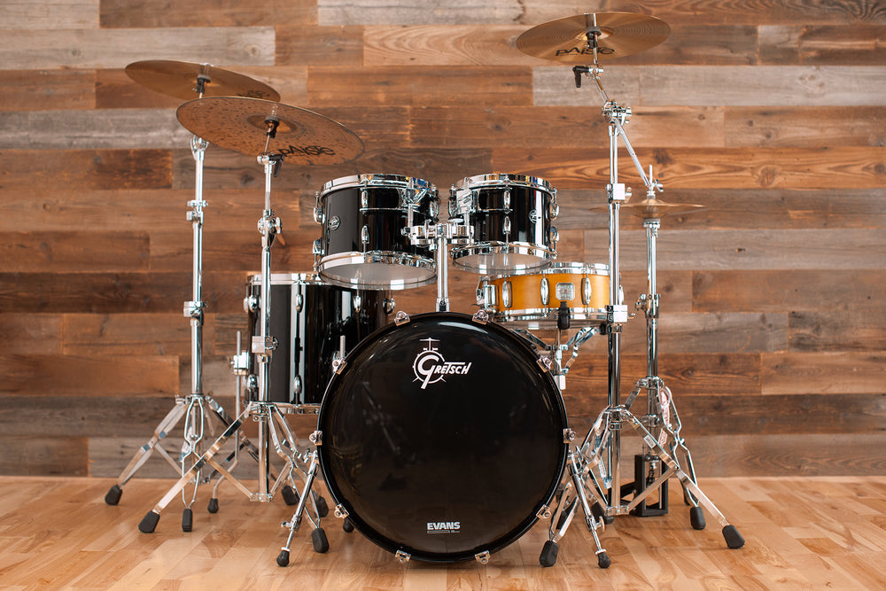 GRETSCH RENOWN RN2 4 PIECE DRUM KIT PIANO BLACK LACQUER PRE