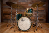 GRETSCH USA CUSTOM 125TH ANNIVERSARY PROGRESSIVE JAZZ 4 PIECE DRUM KIT, CADILLAC GREEN, GOLD HARDWARE (PRE-LOVED)