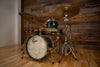 GRETSCH USA CUSTOM 125TH ANNIVERSARY PROGRESSIVE JAZZ 4 PIECE DRUM KIT, CADILLAC GREEN, GOLD HARDWARE (PRE-LOVED)