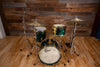 GRETSCH USA CUSTOM 125TH ANNIVERSARY PROGRESSIVE JAZZ 4 PIECE DRUM KIT, CADILLAC GREEN, GOLD HARDWARE (PRE-LOVED)