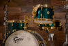 GRETSCH USA CUSTOM 125TH ANNIVERSARY PROGRESSIVE JAZZ 4 PIECE DRUM KIT, CADILLAC GREEN, GOLD HARDWARE (PRE-LOVED)