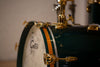 GRETSCH USA CUSTOM 125TH ANNIVERSARY PROGRESSIVE JAZZ 4 PIECE DRUM KIT, CADILLAC GREEN, GOLD HARDWARE (PRE-LOVED)