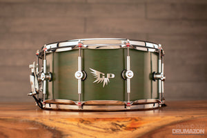 HENDRIX HD CUSTOM 14 X 6.38 MAPLE SNARE DRUM, WATERMELON, GREEN PATINA WITH RED INTERIOR