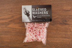 HENDRIX DRUMS PINK NYLON SLEEVED WASHERS FOR TENSION RODS, 100 PACK
