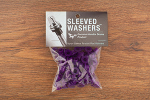 HENDRIX DRUMS PURPLE NYLON SLEEVED WASHERS FOR TENSION RODS, 100 PACK