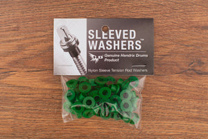 HENDRIX DRUMS GREEN NYLON SLEEVED WASHERS FOR TENSION RODS, 50 PACK