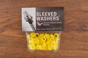 HENDRIX DRUMS LIGHT YELLOW NYLON SLEEVED WASHERS FOR TENSION RODS, 50 PACK