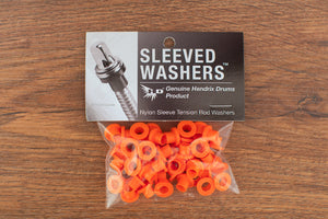 HENDRIX DRUMS ORANGE NYLON SLEEVED WASHERS FOR TENSION RODS, 50 PACK