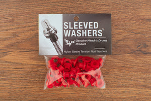 HENDRIX DRUMS RED NYLON SLEEVED WASHERS FOR TENSION RODS, 50 PACK
