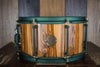 HHG 13 X 7 BOCOTÉ STAVE SNARE DRUM, HIGH GLOSS LACQUER, FOREST GREEN SHIMMER HARDWARE