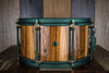 HHG 13 X 7 BOCOTÉ STAVE SNARE DRUM, HIGH GLOSS LACQUER, FOREST GREEN SHIMMER HARDWARE